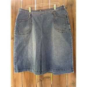 LUXURY BLUES Front Pleat 70s Style Stretch Denim JEANS SKIRT 17/18